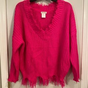 Pink Distressed Boutique Sweater